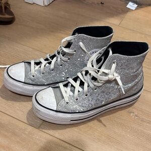 Converse Women's Sparkling High-Top Sneakers - Silver Cheetah Print